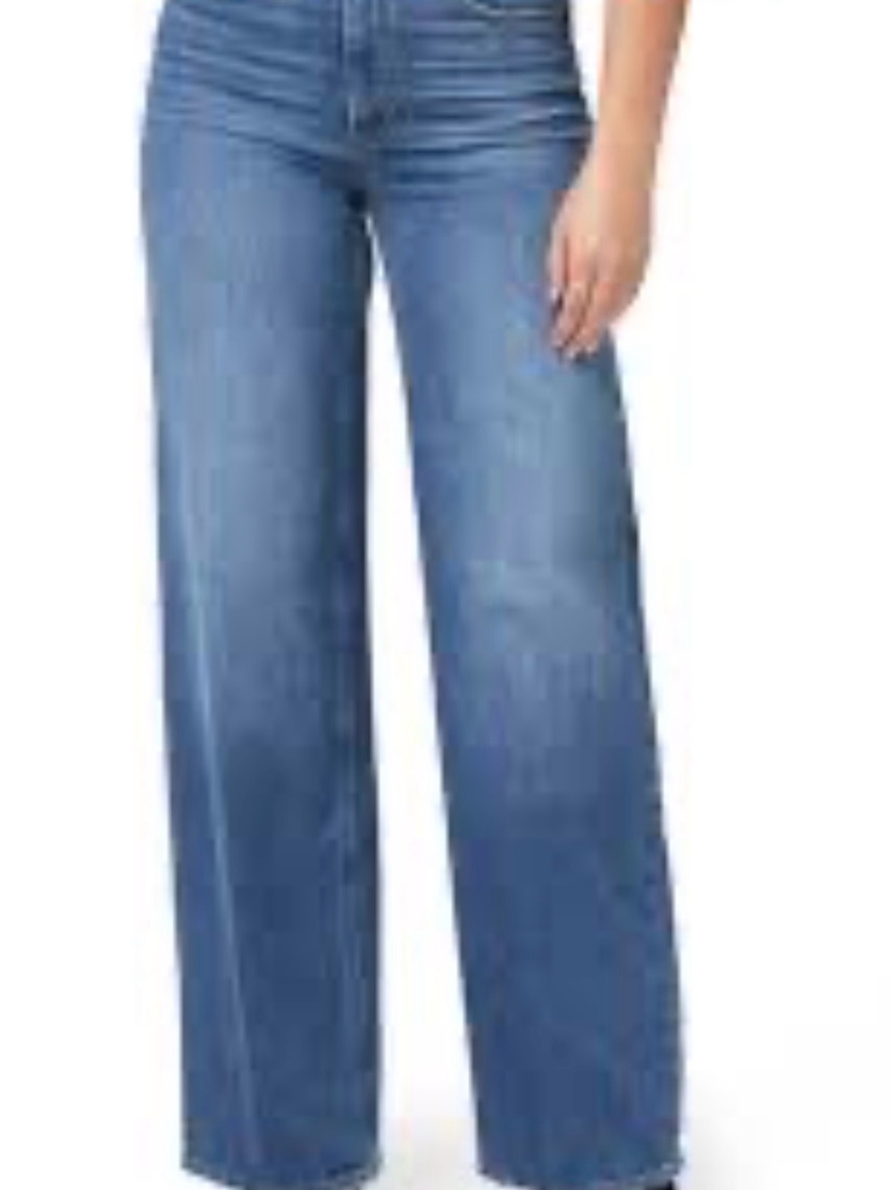PAIGE Wide-Leg High Rise Jeans in Medium Blue Wash